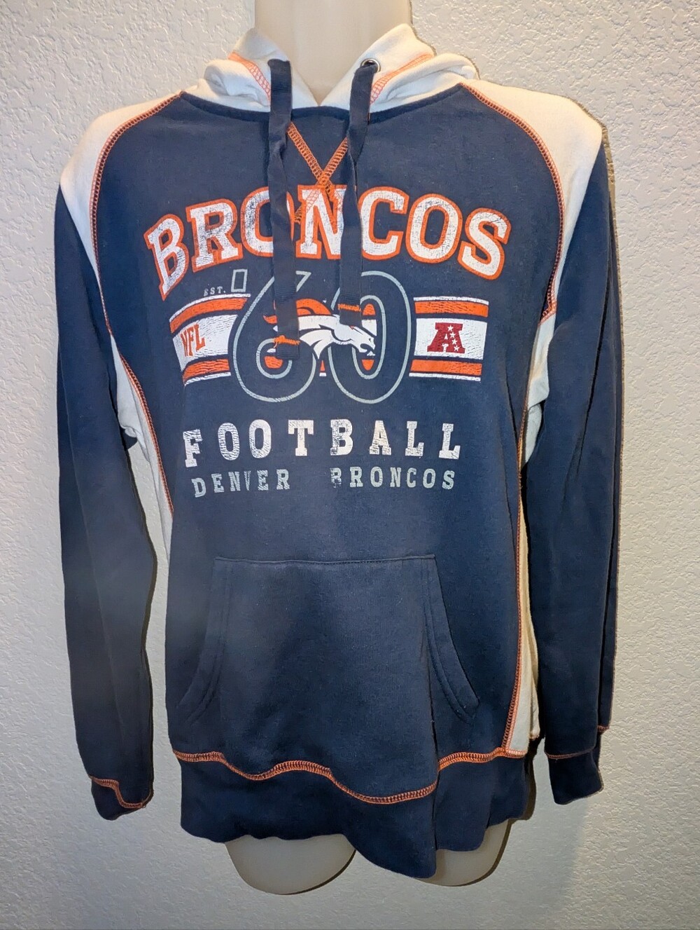 Denver Broncos Navy & Orange Pullover Hoodie